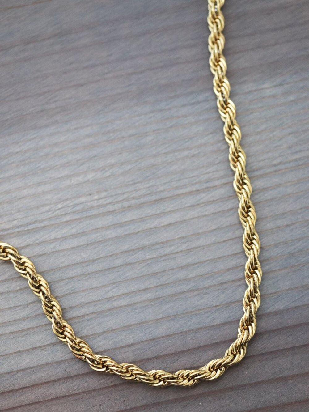 5mm Rope Twist Chain Necklace 18k Gold Plated Stainless Steel